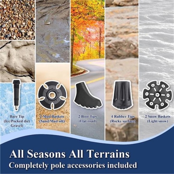 Walking Trekking Poles 2 Pack - 5 Section Lightweight Aluminium Alloy